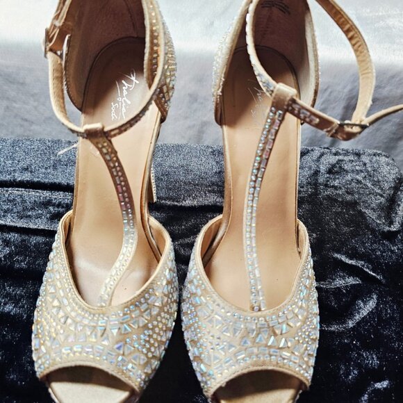 Thalia Sodi High Heels Embellished Stones Ankle T-Straps-SZ 9.5M - Picture 1 of 9
